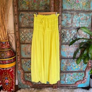 Anthropologie Chartreuse Soft Flowy Maxi Skirt